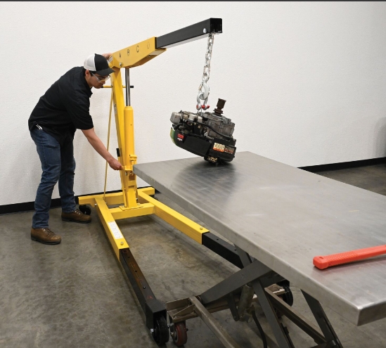 Steel Shop Crane Engine Hoist with Telescopic Legs 6000 Lb. Capacity
