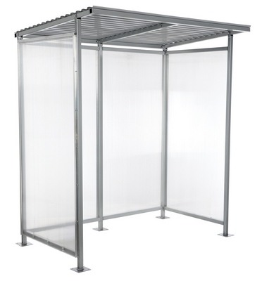 Steel Smoking Shelter Bus Stop 3-4 Person Capacity Silver