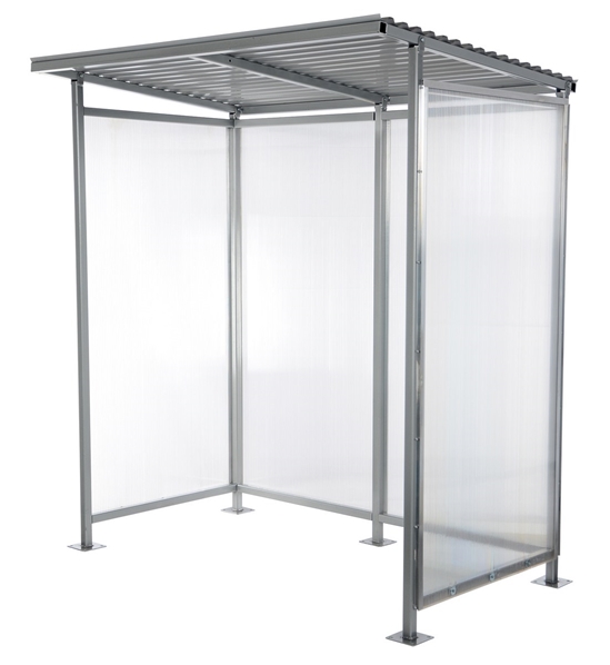 Steel Smoking Shelter Bus Stop 3-4 Person Capacity Silver