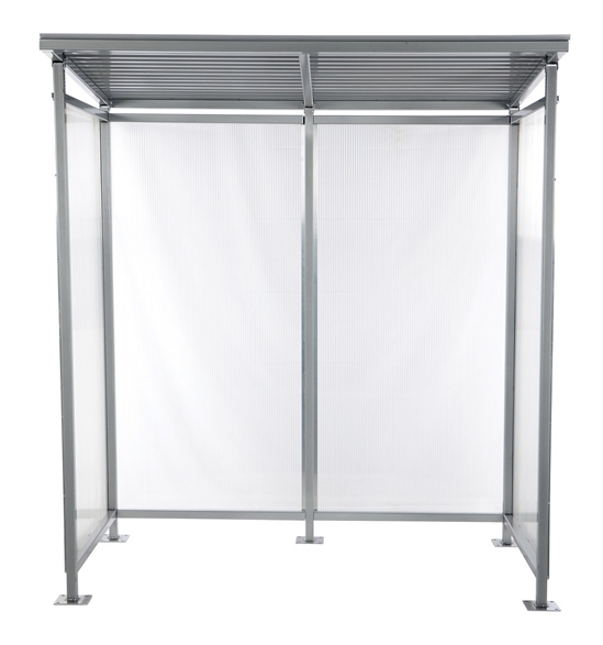 Steel Smoking Shelter Bus Stop 3-4 Person Capacity Silver