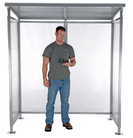 Steel Smoking Shelter Bus Stop 3-4 Person Capacity Silver