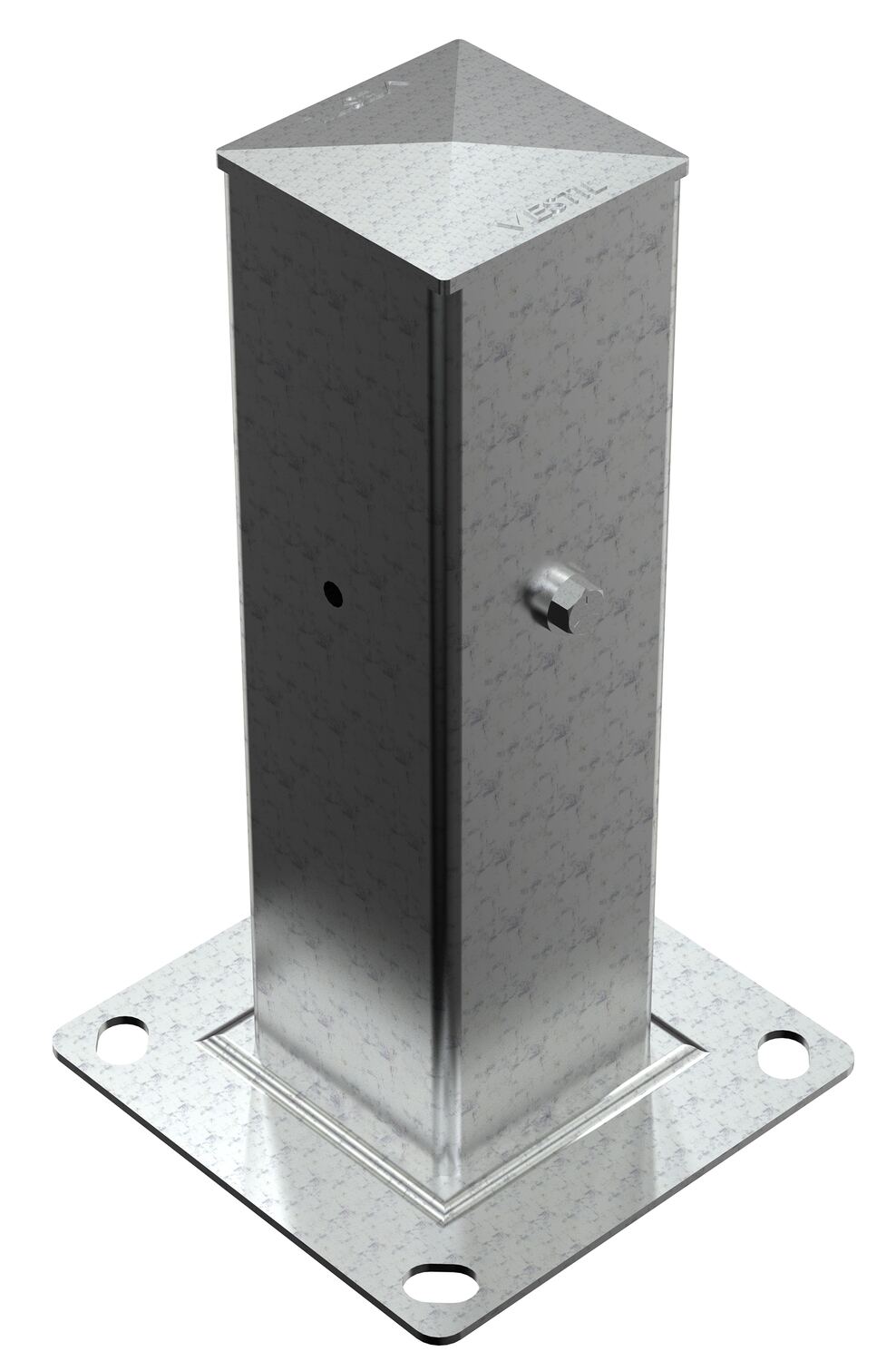 Galvanized Steel Bolt On Tubular Guard Rail Post 2 Ribbed 18 In. Length