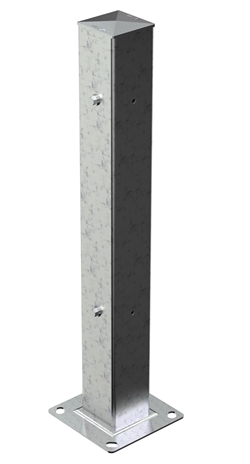 Galvanized Steel Bolt On Tubular Guard Rail Post 2 Ribbed 42 In. Length