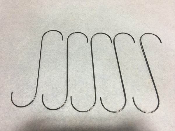 12" .120 Wire "S" Hooks, Masking, Hanging Parts, Powder Coating, 6" Hooks, coating, Hanging, Painting, powder Supplies, Automotive