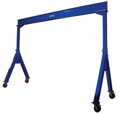 Steel Adjustable Height Gantry Crane with Ductile Steel Casters 15 Ft.Wide x 10 Ft. Max Usable Height 10,000 Lb. Capacity