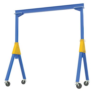 Steel Knockdown Fixed Gantry Crane with Total Locking Glass Filled Nylon Casters 10 Ft. 2000 Lb. Capacity