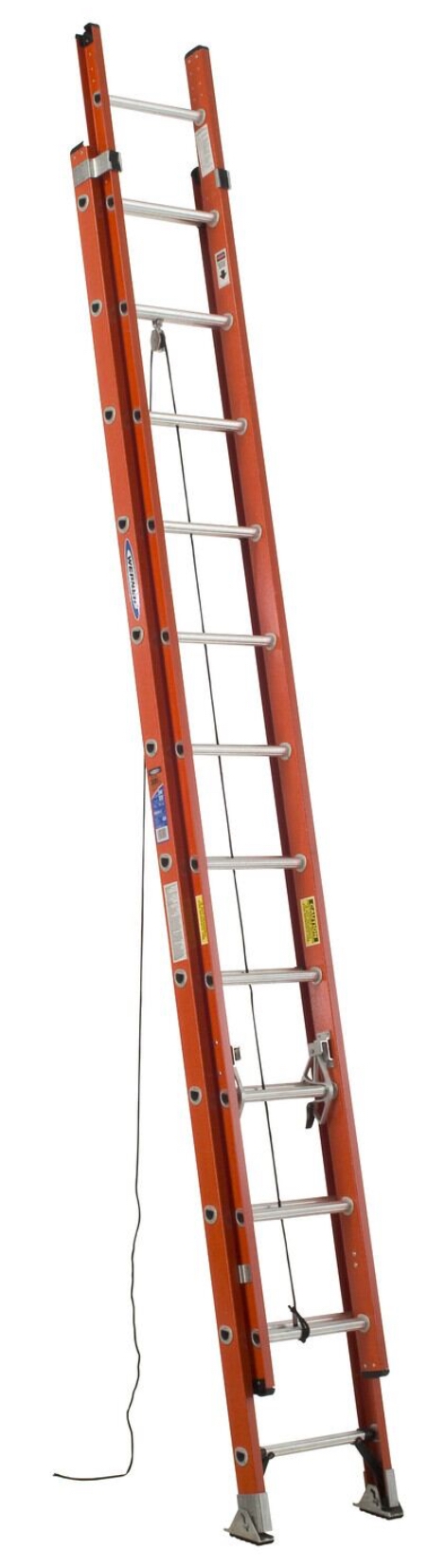 Fiberglass Extension Ladders with Aluminum Rings 24 Step 300 Lb. Capacity