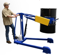 Steel Portable Hydraulic Drum Carrier, Rotator and Boom 59-11/16 In. Lift Height 800 Lb. Capacity  erhonomic, Chemical Dispensing, chemical Transport, Drum Dispensing, Steel Portable Hydraulic Drum Carrier, Rotator and Boom 59-11/16 In. Lift Height 800 Lb. Capacity 