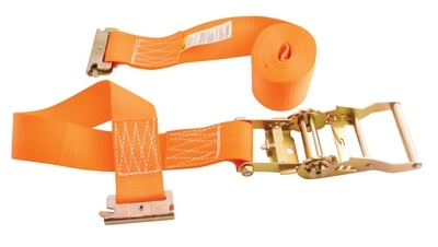 Polyester Ratcheting Cargo Strap with E-Clip 16 Ft. Working Length 1,200 Lb. Working Load Orange