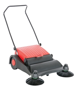 Plastic/Steel Large Belt Driven Manual Brush Sweeper 9 Gallon Capacity