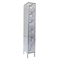 Stainless Steel Lockers 1 Column with 6 Rows 12 In. x 18 In. x 78 In.