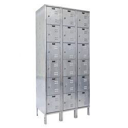 Stainless Steel Lockers 3 Columns with 6 Rows 54 In. x 18 In. x 78 In. 