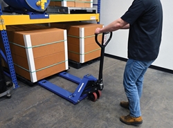 Steel Pallet Truck 48 In. Long 21 In. -27 In. Adjustable Width Forks 4,400 Lb. Capacity