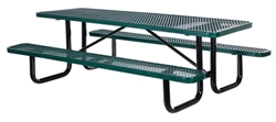 Steel Picnic Table Expanded Metal Rectangle Top 30 In. x 72 In. Green