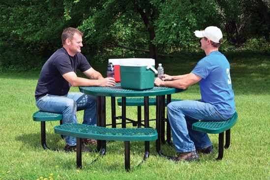 Steel Picnic Table Expanded Metal Round Top 46 In. x 46 In. Green