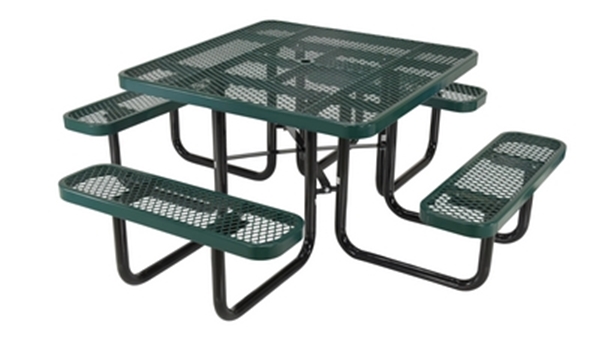 Steel Picnic Table Expanded Metal Square Top 46 In. x 46 In. Green