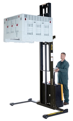 Steel Adjustable Powered Lift Stacker 150 In. Raised Height 2000 Lb. Capacity 