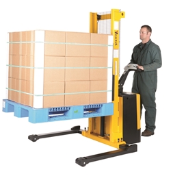 Steel Adjustable Powered Lift Stacker 62 In. Raised Height 2,000 Lb. Capacity