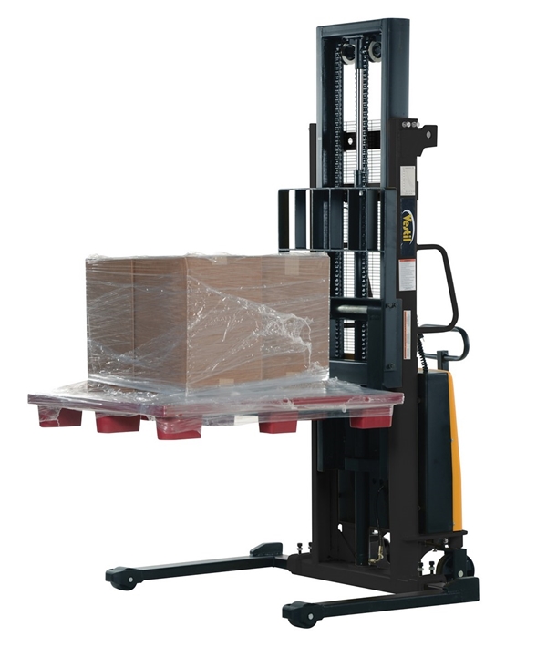 Steel Adjustable Stacker with Powered Lift 118 In. Raised Height 2,000 Lb. Capacity