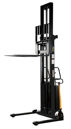 Steel Adjustable Stacker with Powered Lift 150 In. Raised Height 2,000 Lb. Capacity