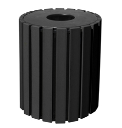 100% Recycled Plastic Trash Receptacle Round 33 Gallon Black