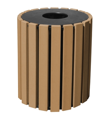 100% Recycled Plastic Trash Receptacle Round 33 Gallon 