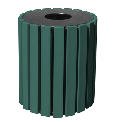 100% Recycled Plastic Trash Receptacle Round 33 Gallon Green