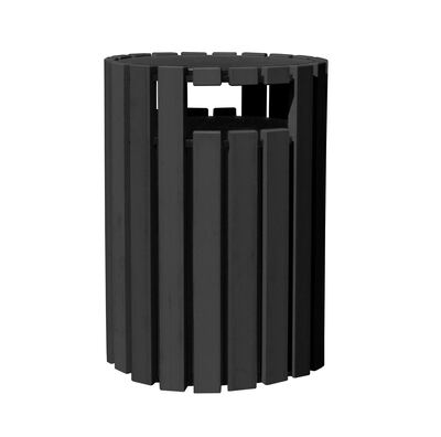 100% Recycled Plastic Trash Receptacle Rain Cap Round 33 Gallon Black