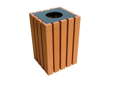 100% Recycled Plastic Square Trash Receptacle 22 Gallon Cedar